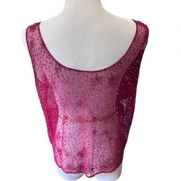 Sleeveless Mesh Top with Embroidery and Sequins - Picture 6 of 8